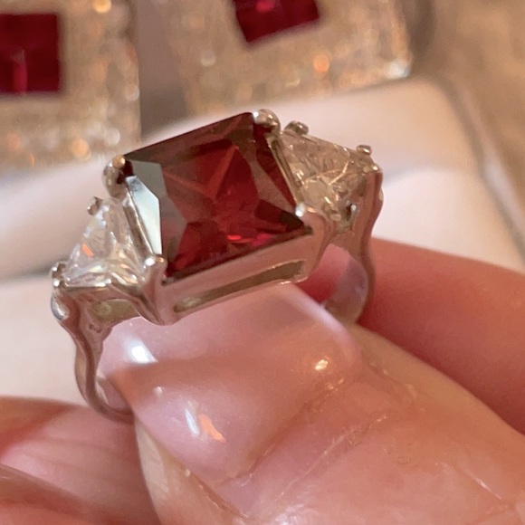 Gorgeous Rubies, CZ’s & Sterling Ring to match♥️♥️ - Picture 6 of 10